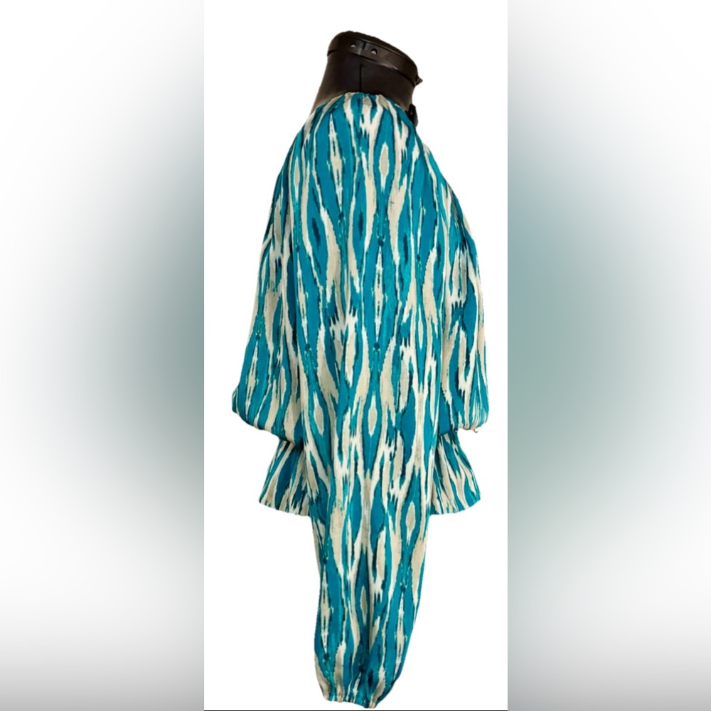 Michael Kors Aqua and White Patterned Blouse - Picture 3 of 5